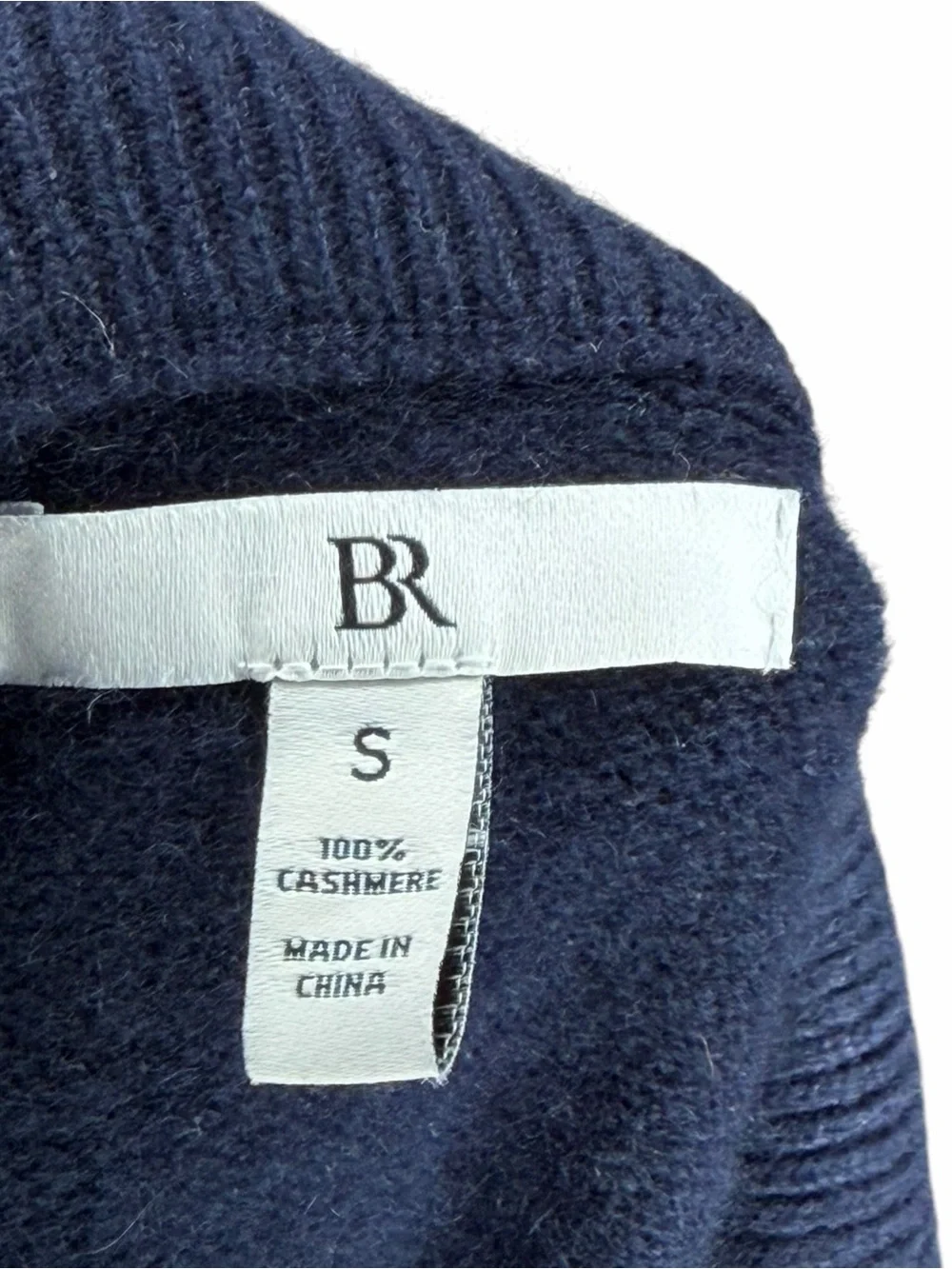 BANANA REPUBLIC Half Zip Cashmere Sweater Navy and White Zip-Up Striped Womens S - Picture 6 of 7